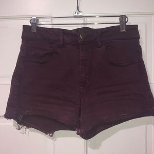 Maroon AE High Waisted Shorts